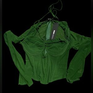 Green Fitted Bustier Bodysuit